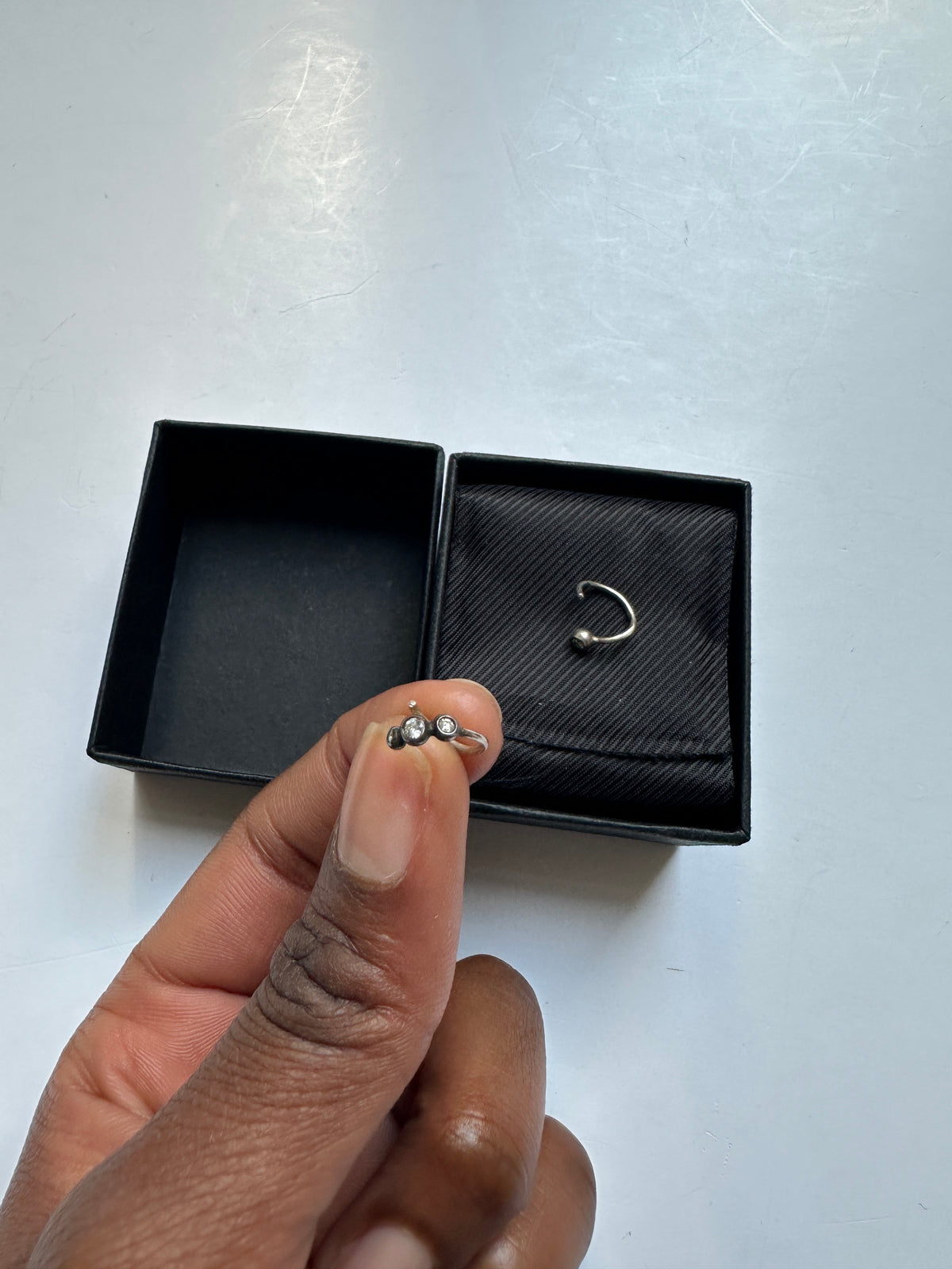 Marlene Juhl Jørgensen Mini Hoop Three Diamond Earring