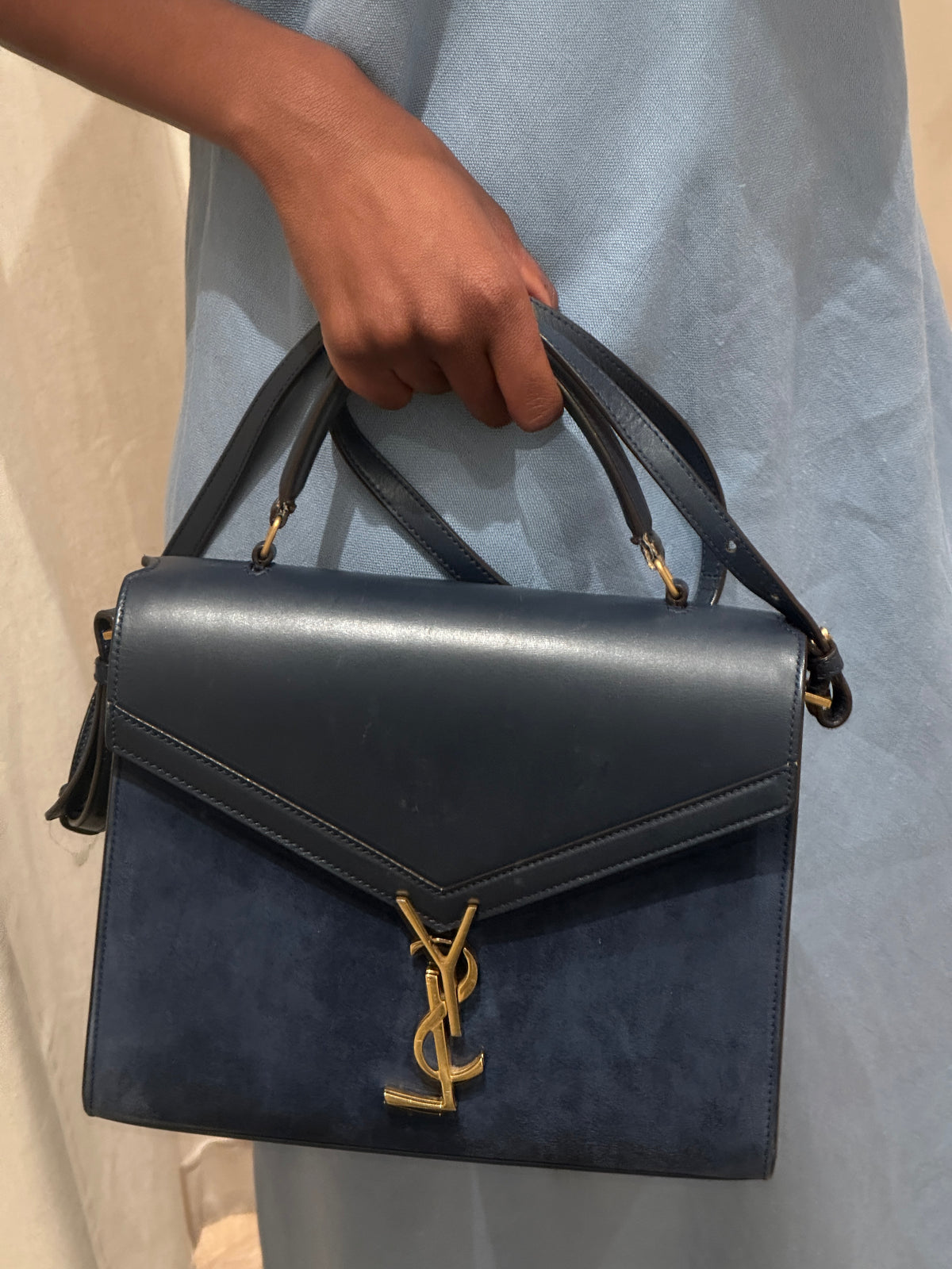 Saint Laurent Paris Cassandra Suede & Leather 2-Way Handbag