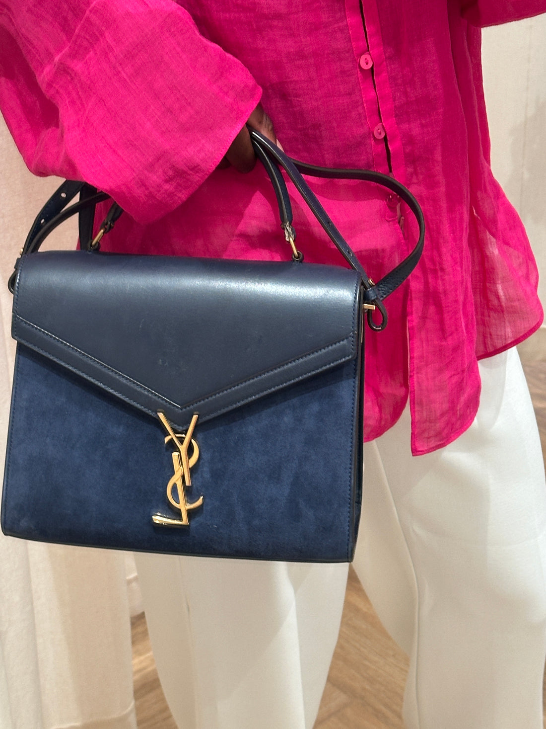 Saint Laurent Paris Cassandra Suede &amp; Leather 2-Way Handbag
