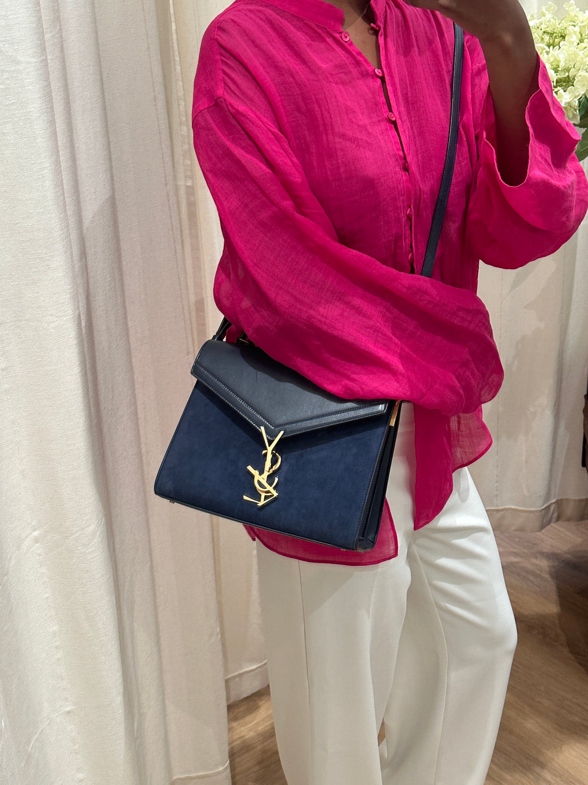 Saint Laurent Paris Cassandra Suede &amp; Leather 2-Way Handbag