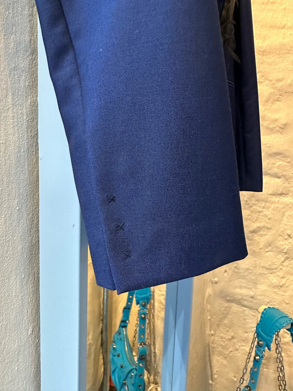 Acne Show Piece blazer blå med sort krave ærme