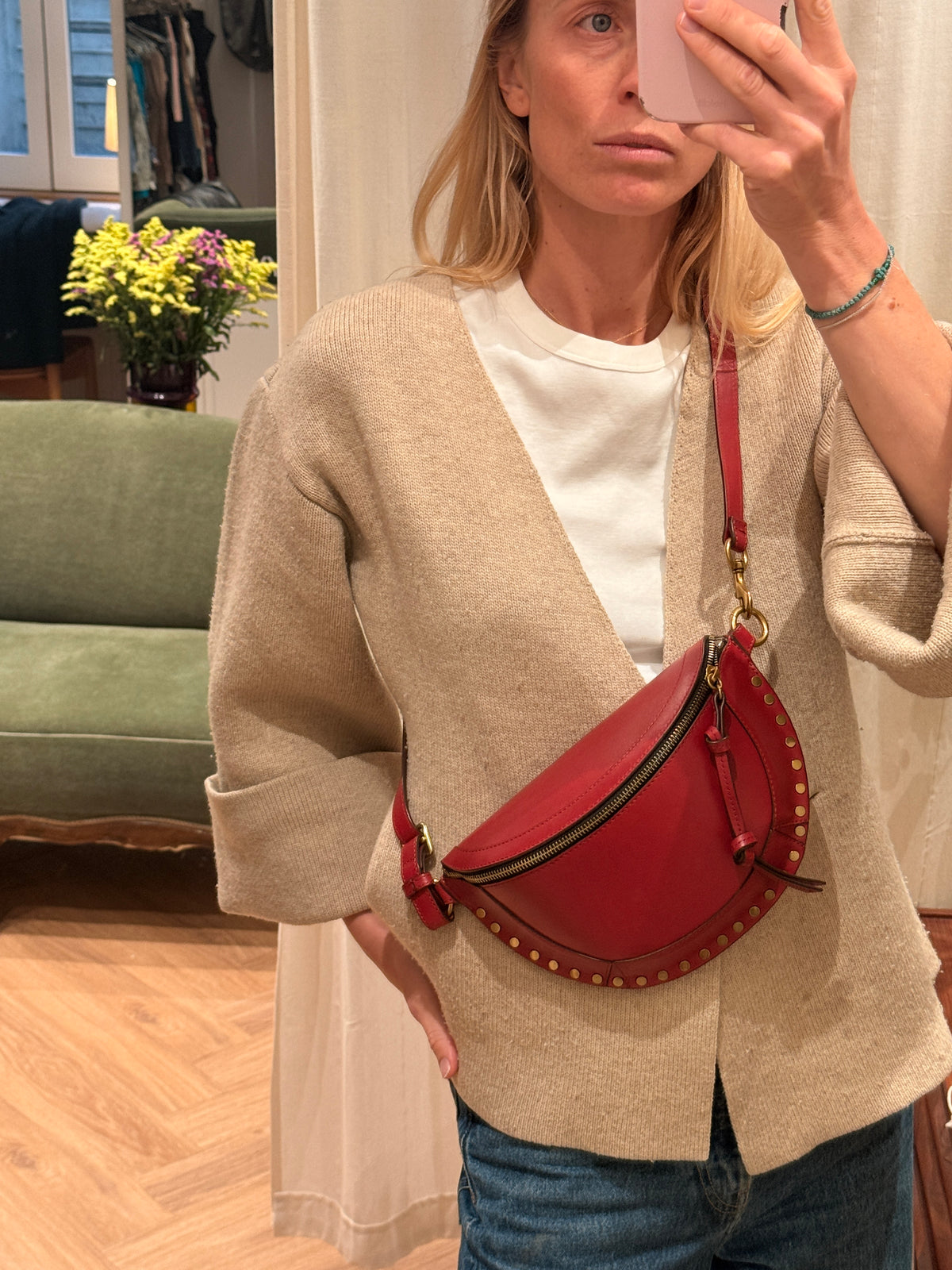 Isabel Marant Studded Leather Belt Bag / Taske