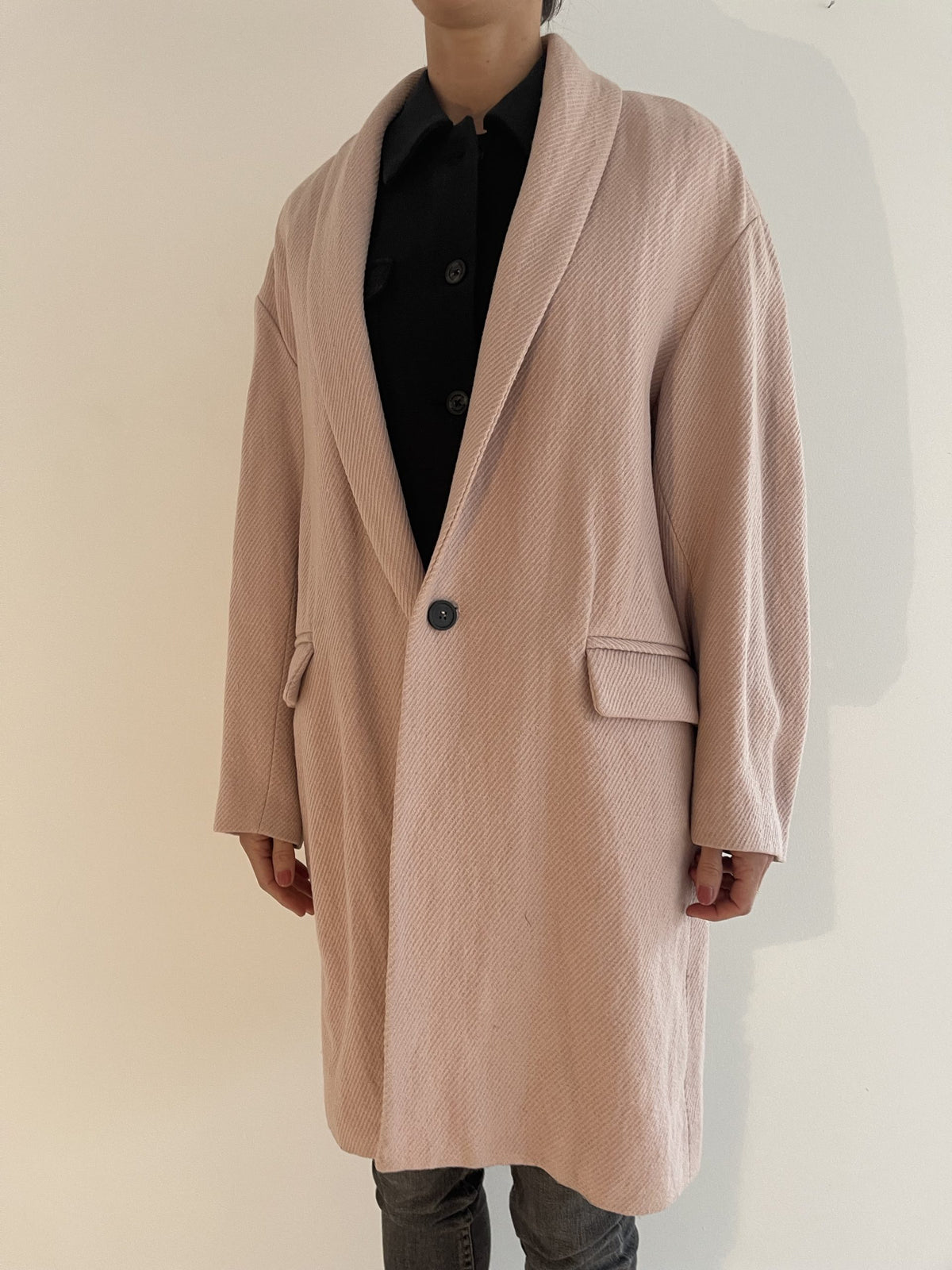 Isabel Marant Frakke beige på model forfra