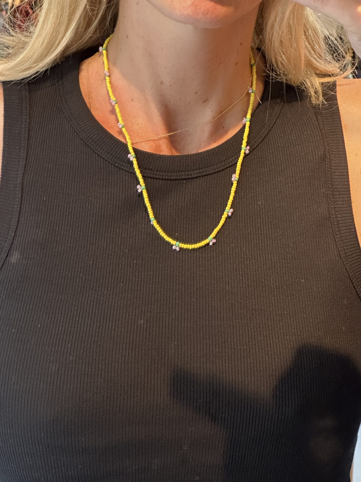 Pearl Necklace with berries in yellow